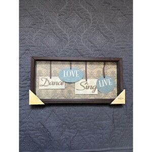 Wood Wall Art DANCE LOVE SING LIVE Oak Framed Wall Plaque Home Decor 7"x14" NEW